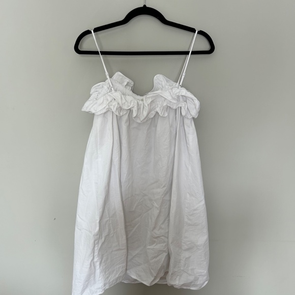 100% Cotton White Ruffle Mini Dress - Picture 2 of 4